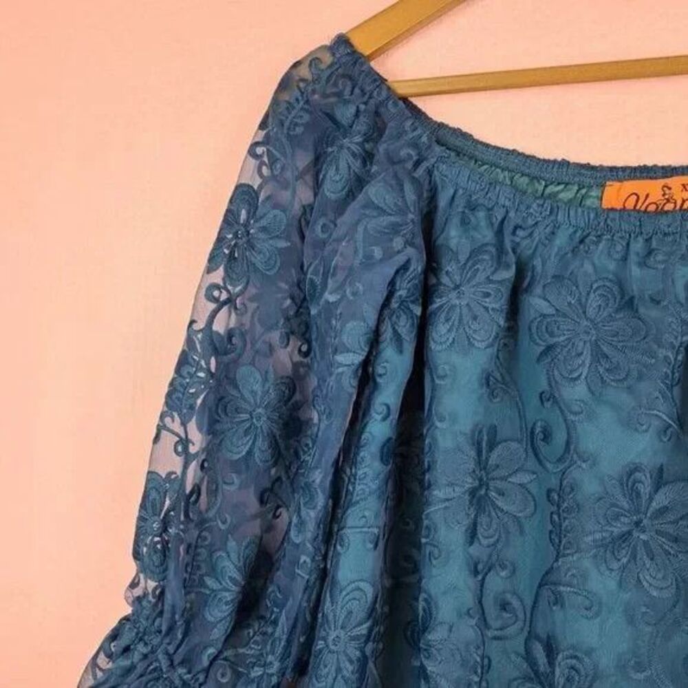 Voom By Joy Han Mini Dress Lace Overlay Made In USA Size XS Off Shoulder - Picture 7 of 11